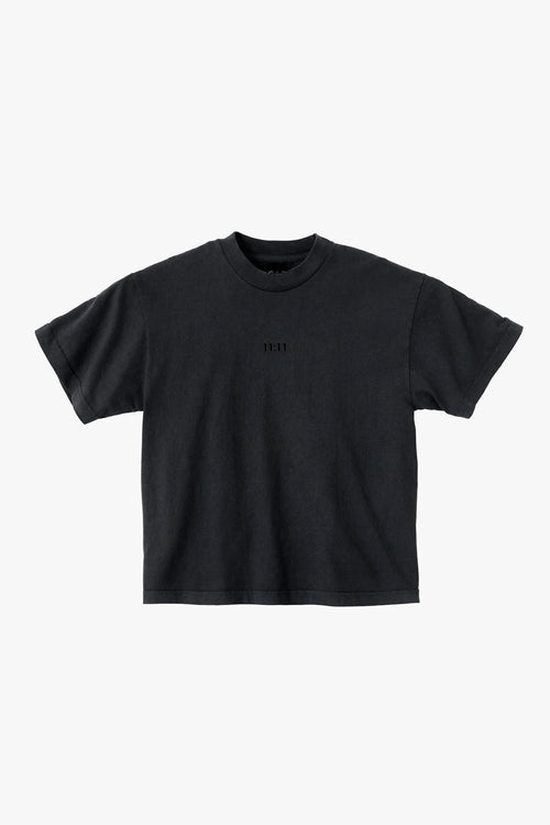 11:11 HEAVYWEIGHT UNISEX T-SHIRT | BLACK ON BLACK PRINT